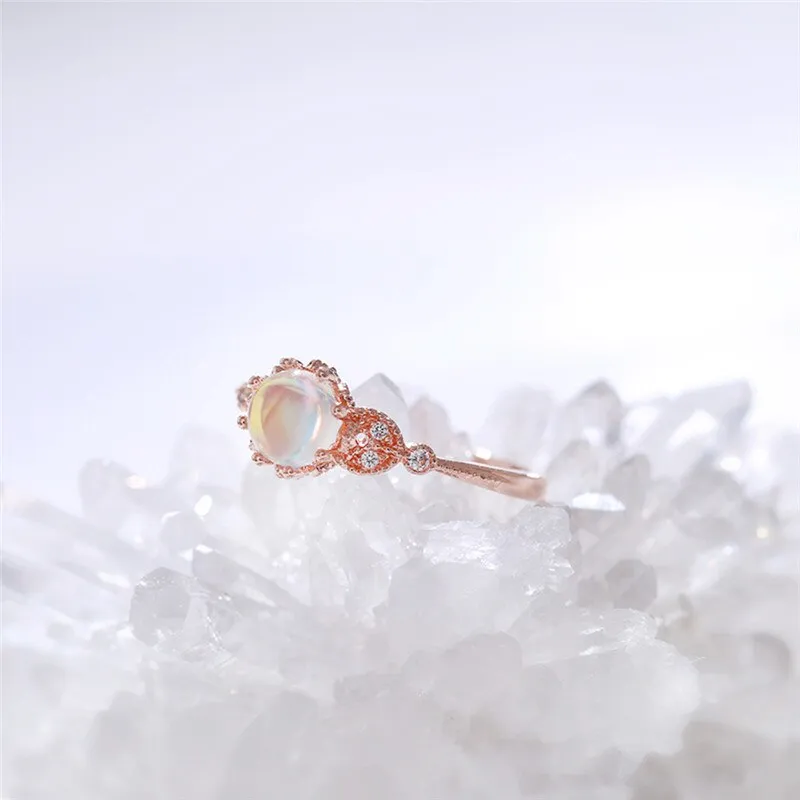Crystal Leaf Flower Ring