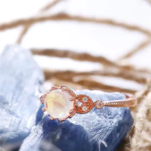 Crystal Leaf Flower Ring