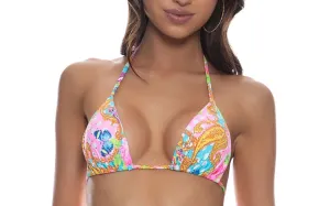 Crystallized Seamless Triangle-Crystallized Seamless Ruched Tie Side Bikini