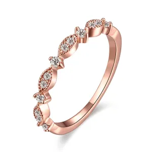 Cubic Zirconia & 18K Rose Gold-Plated Botany Pattern Band