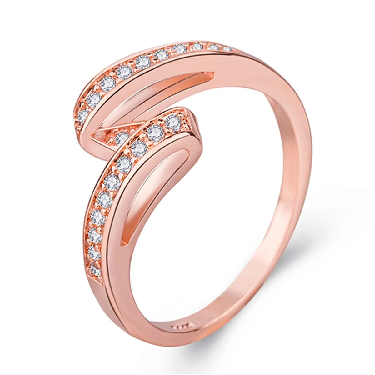 Cubic Zirconia & 18K Rose Gold-Plated Ribbon Band