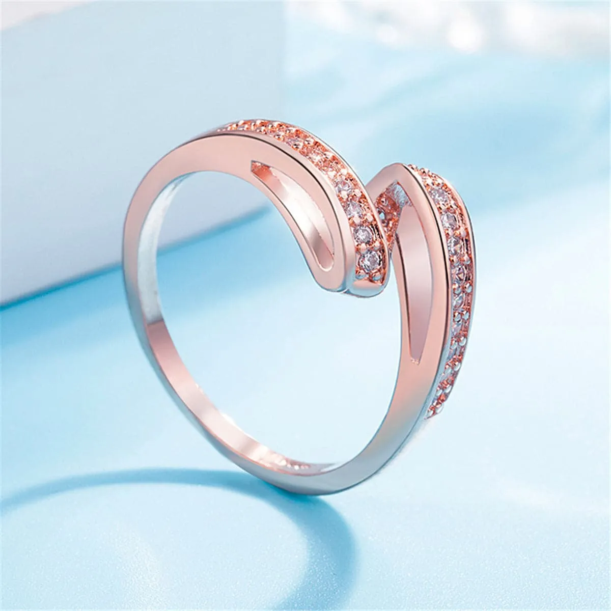 Cubic Zirconia & 18K Rose Gold-Plated Ribbon Band