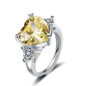 Cubic Zirconia & Crystal Silver-Plated Heart Ring