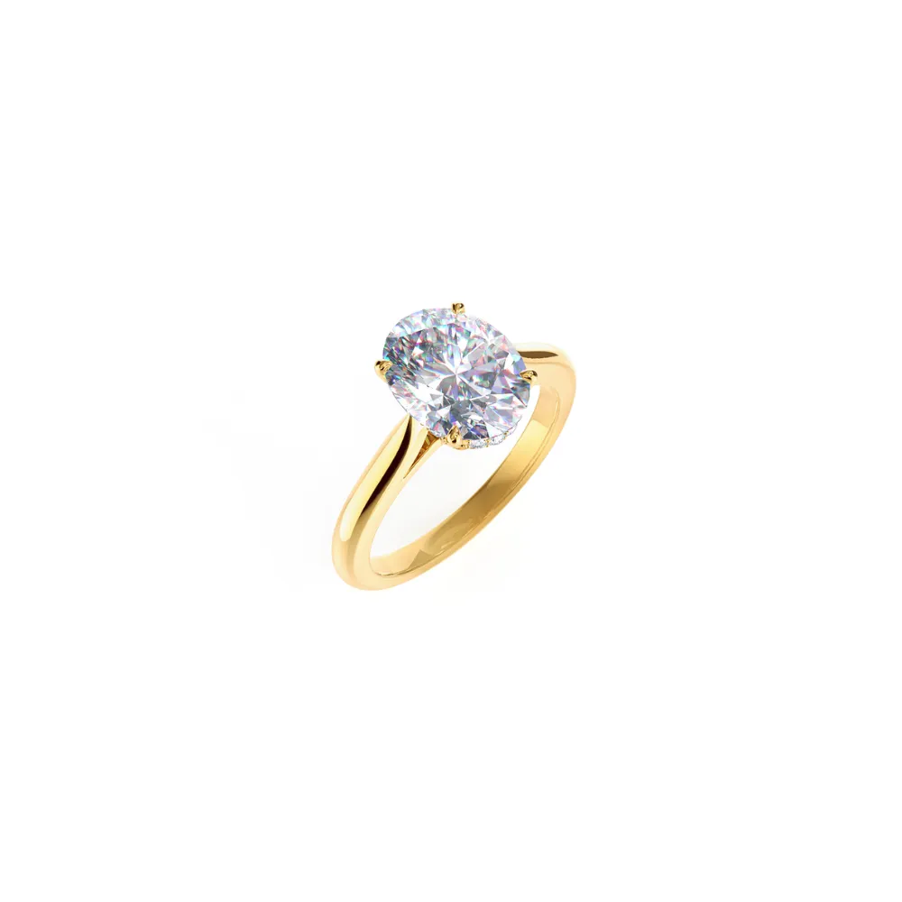 Custom Oval Classic Solitaire with Hidden Halo
