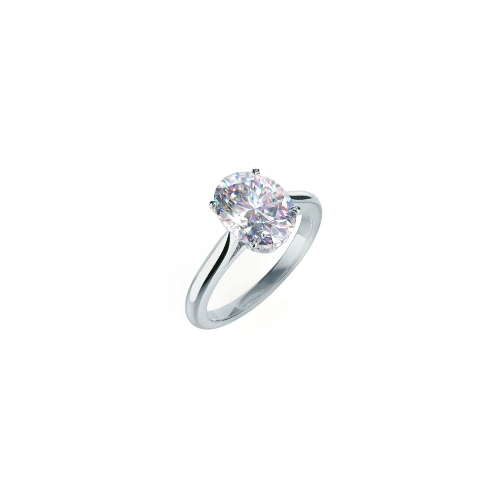 Custom Oval Classic Solitaire with Hidden Halo