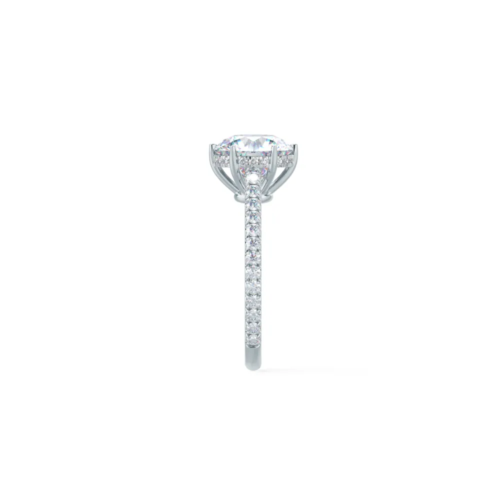 Custom Round Brilliant 6-Prong Solitaire & Pavé Diamond Ring with Hidden Halo