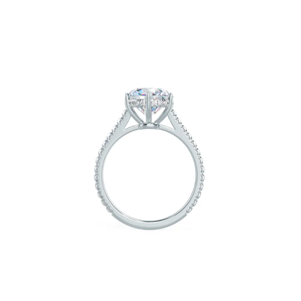 Custom Round Brilliant 6-Prong Solitaire & Pavé Diamond Ring with Hidden Halo