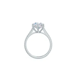 Custom Round Brilliant 6-Prong Solitaire & Pavé Diamond Ring with Hidden Halo