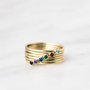 Dainty Birthstone Rings Stackable Gold Thin Bands
