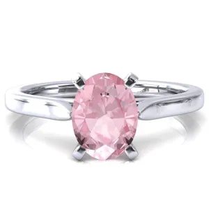 Darci Oval Pink Sapphire 4 Prong Cathedral Solitaire Engagement Ring