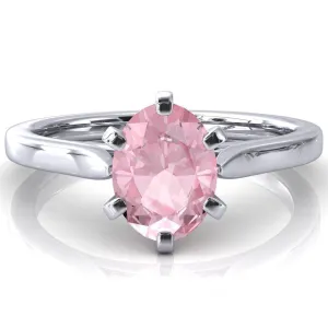 Darci Oval Pink Sapphire 6 Prong Cathedral Solitaire Engagement Ring