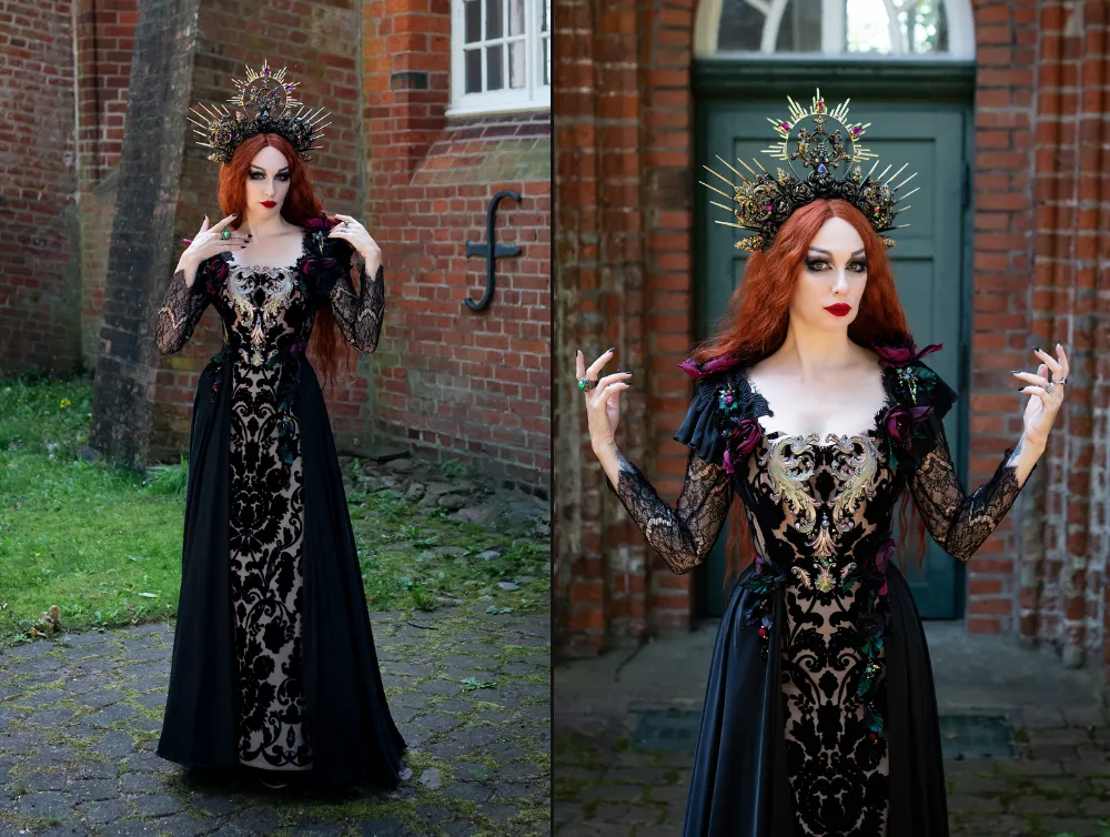 Dark Fantasy dress with corset, Vampire gown