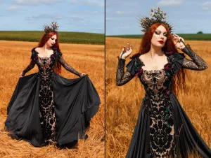 Dark Fantasy dress with corset, Vampire gown