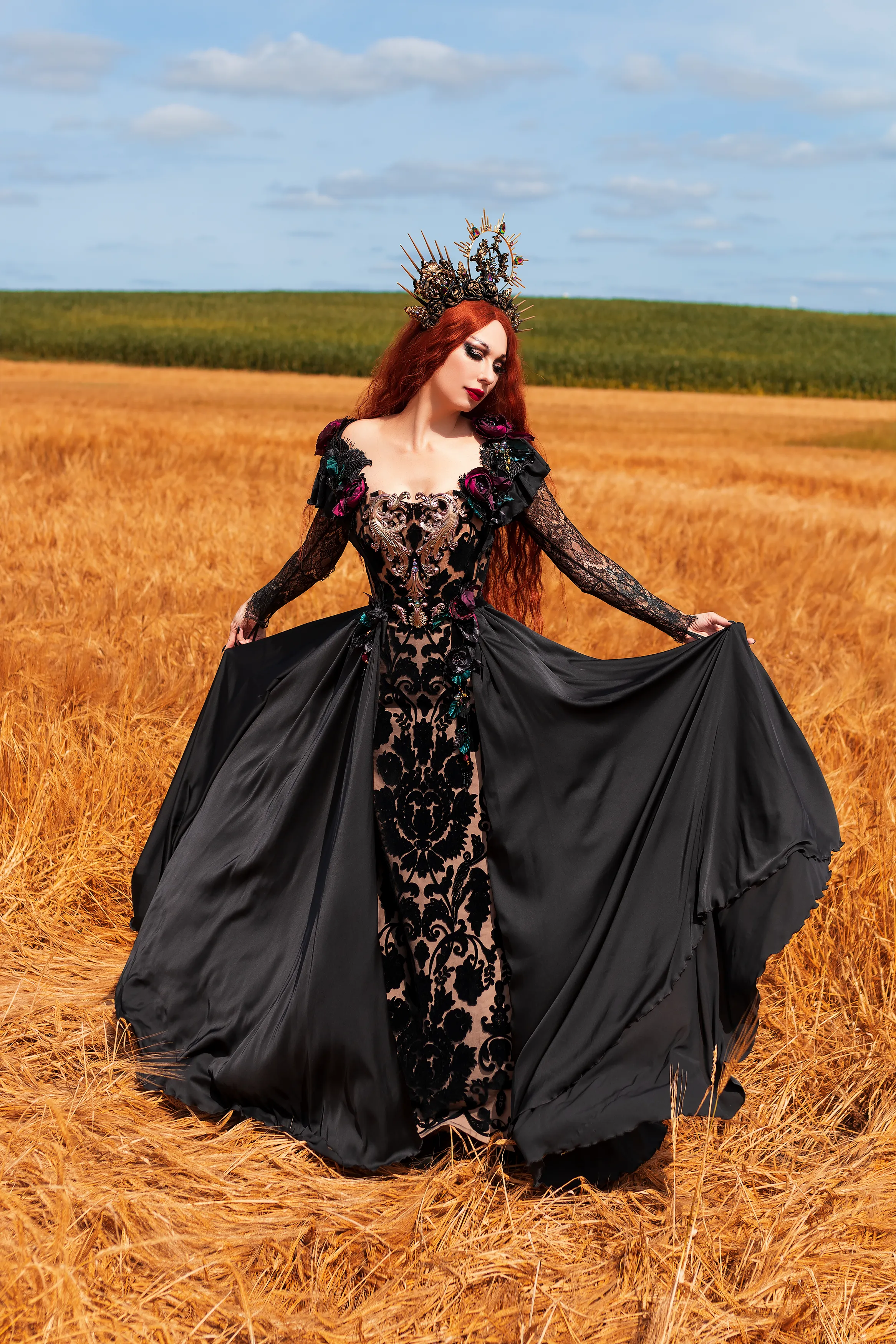 Dark Fantasy dress with corset, Vampire gown