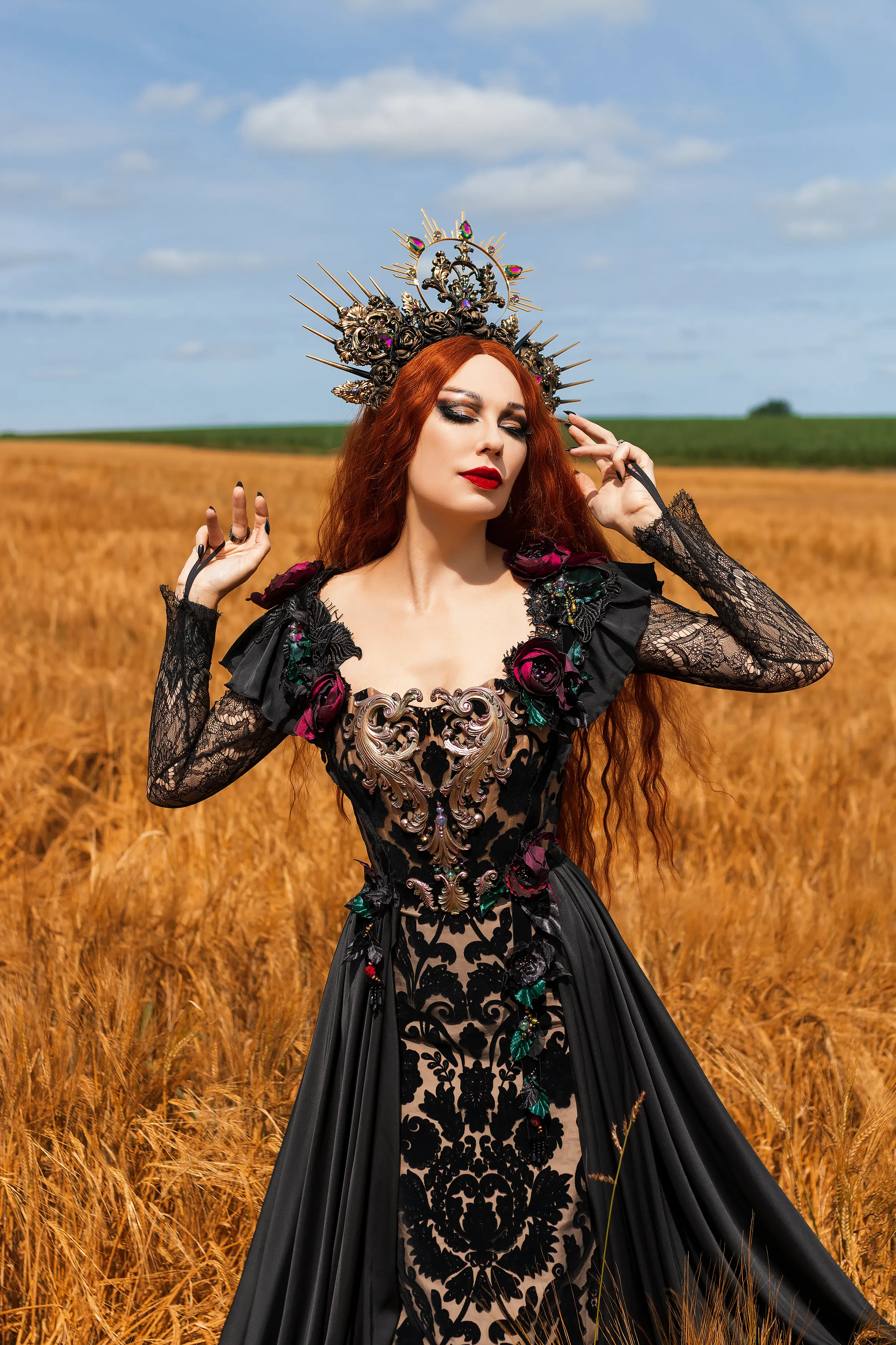 Dark Fantasy dress with corset, Vampire gown