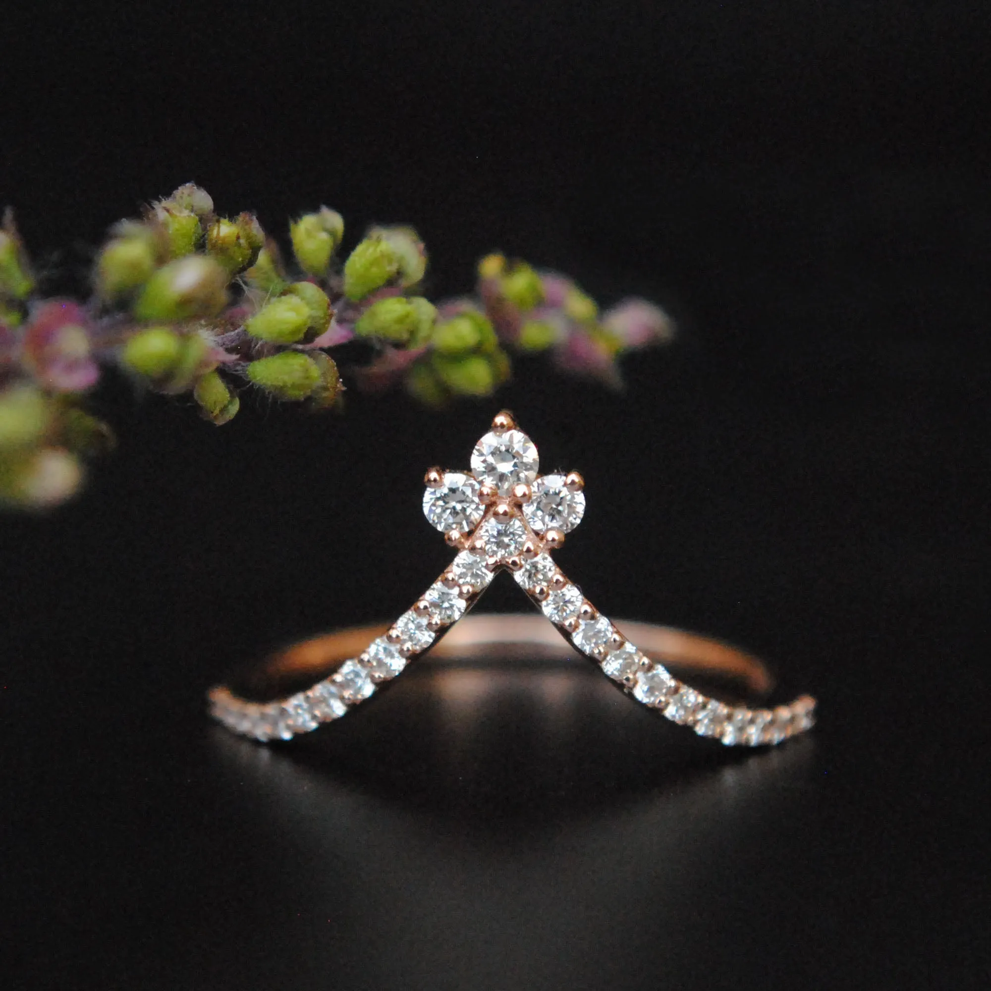 Deep Chevron Diamond Stacking Wedding Band