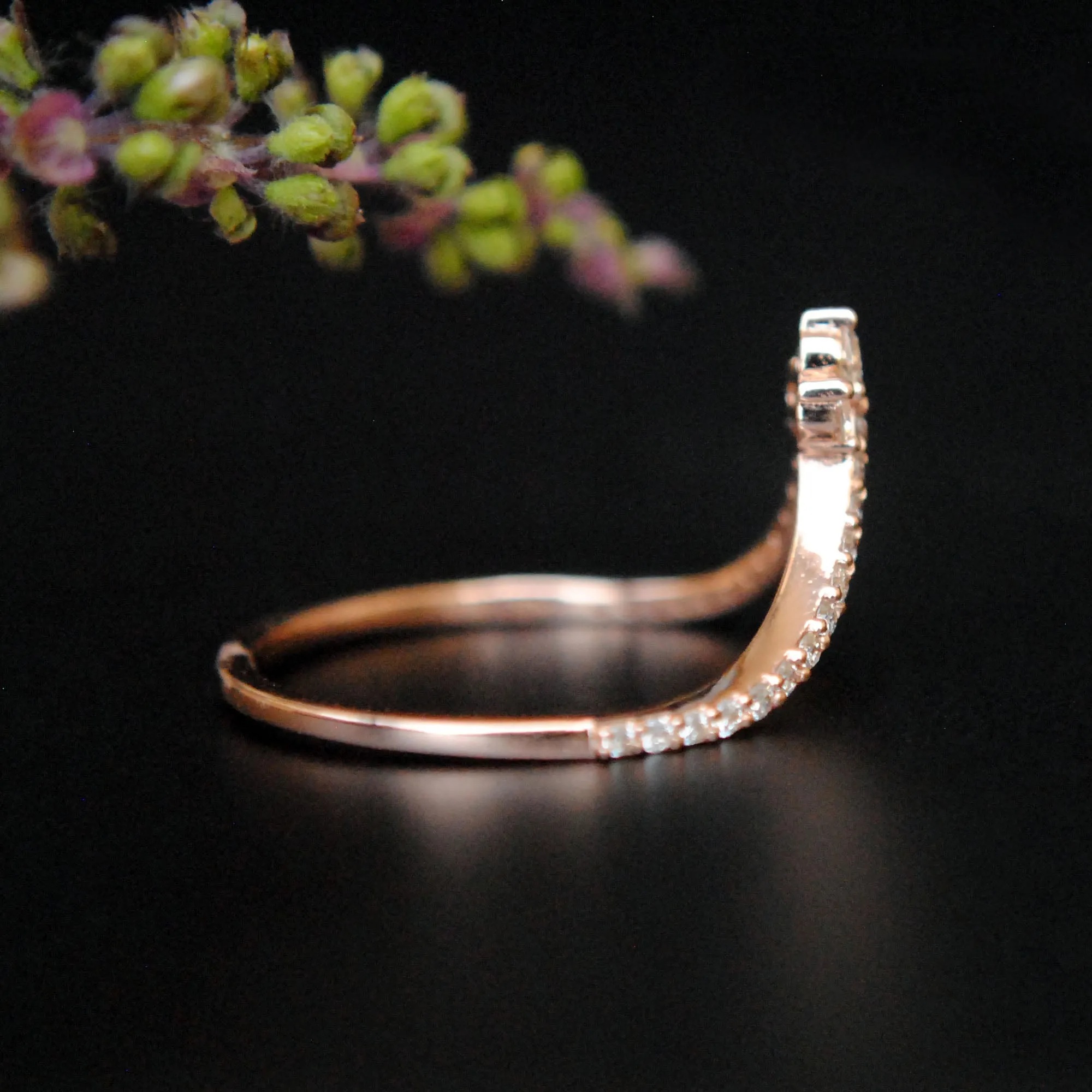 Deep Chevron Diamond Stacking Wedding Band