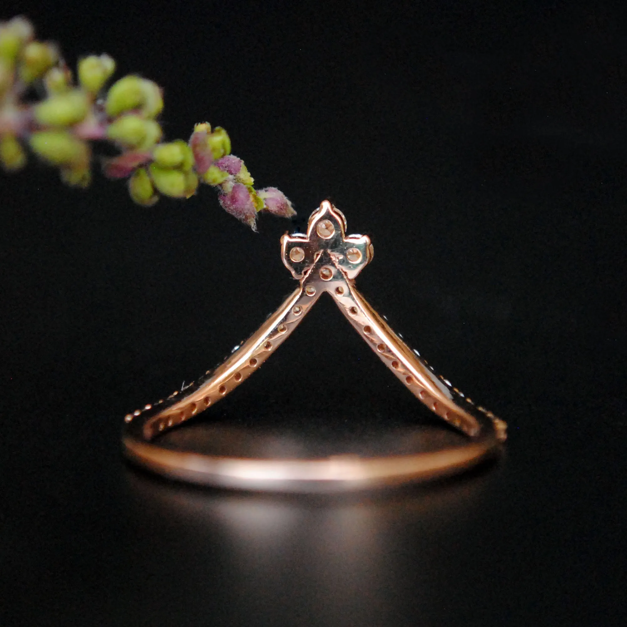 Deep Chevron Diamond Stacking Wedding Band