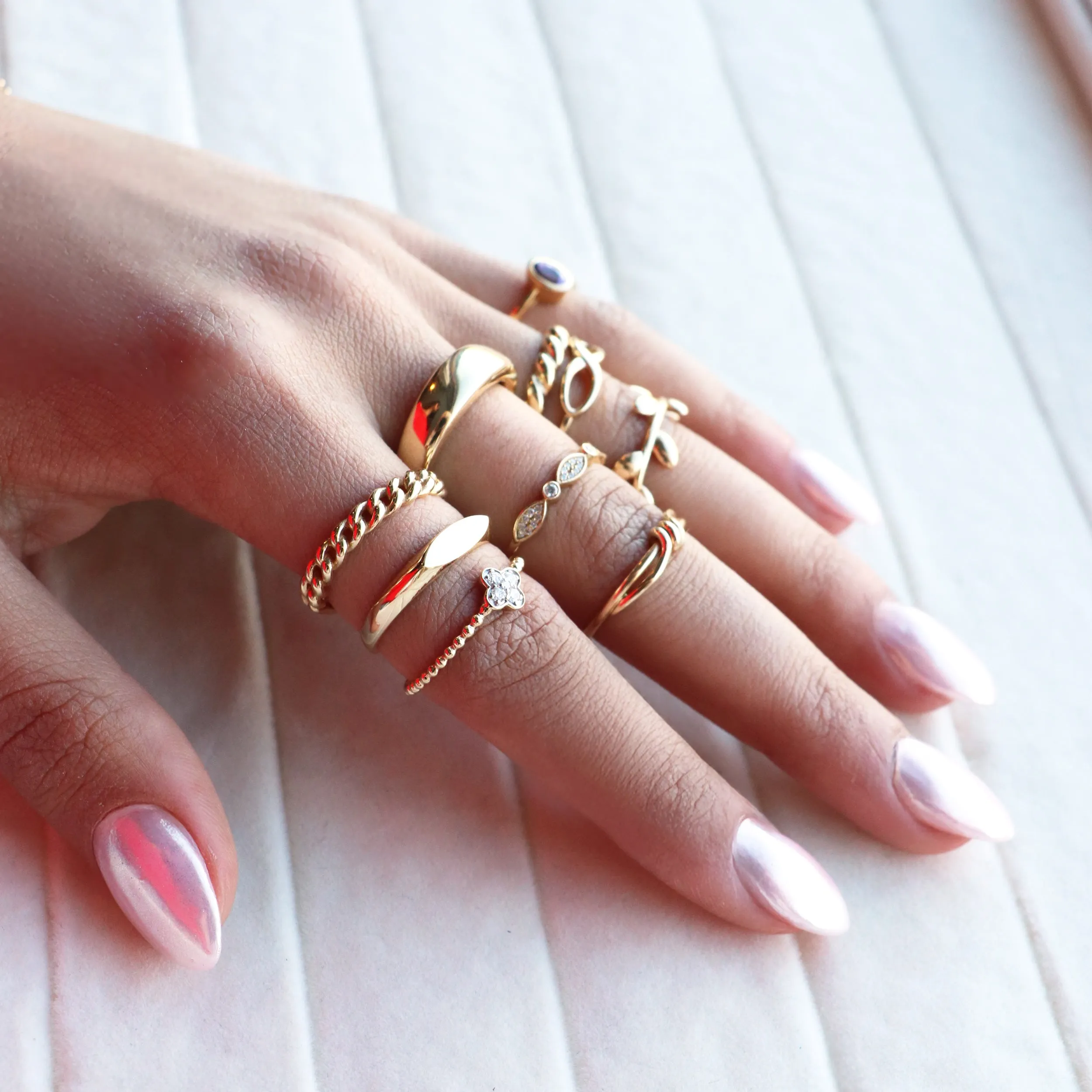 Diamond Clover Bead Ring