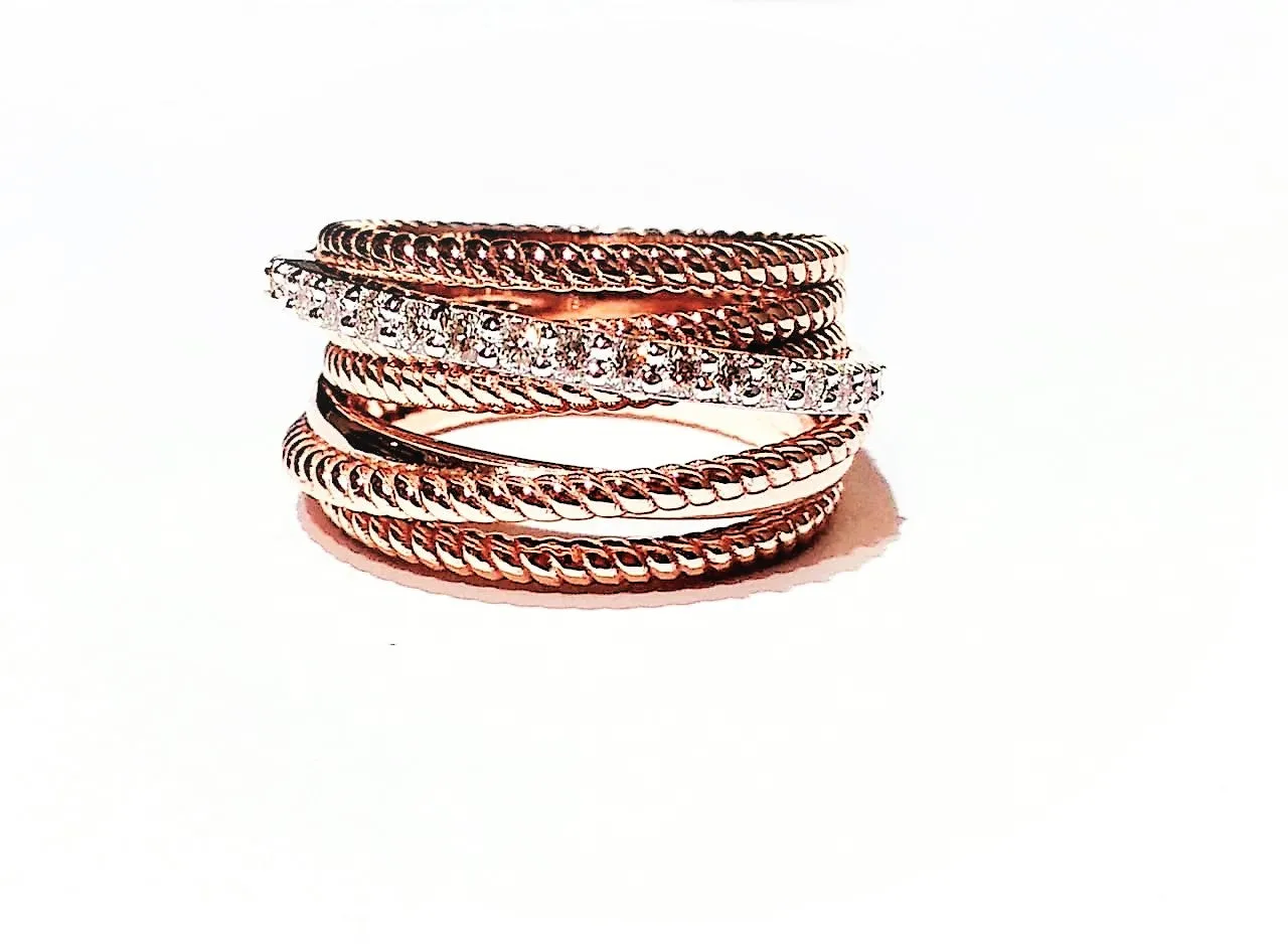 Diamond Crossover Fashion Ring in 14k Rose Gold (0.28 ct. tw.)