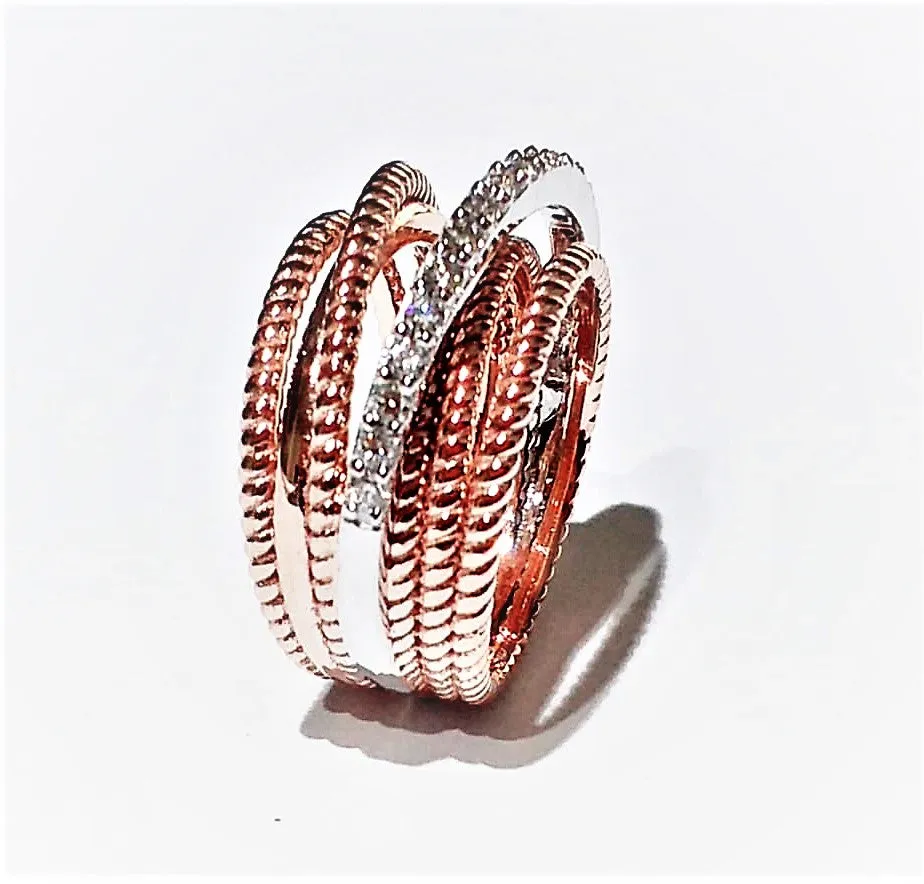 Diamond Crossover Fashion Ring in 14k Rose Gold (0.28 ct. tw.)