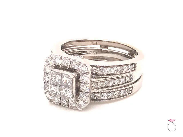 Diamond Engagement Ring with Matching Ring Jacket- 14k White Gold