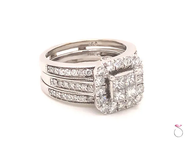 Diamond Engagement Ring with Matching Ring Jacket- 14k White Gold