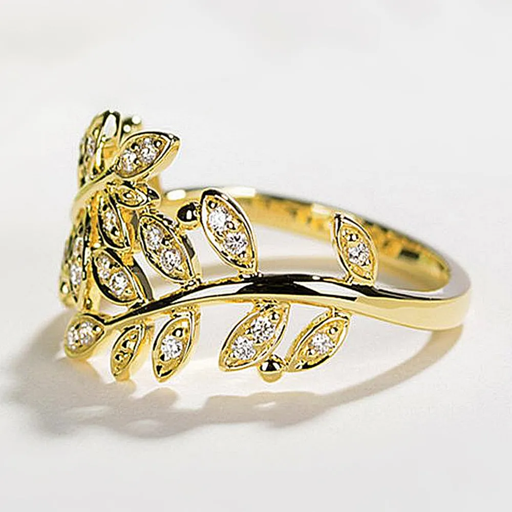 Diamond Laurel Leaf Wrap Ring