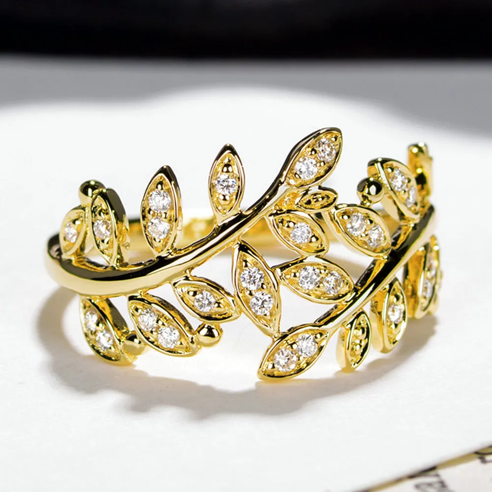 Diamond Laurel Leaf Wrap Ring