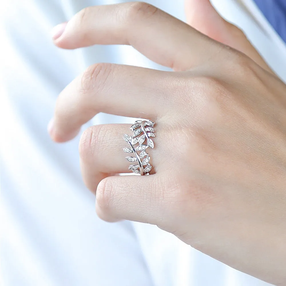 Diamond Laurel Leaf Wrap Ring
