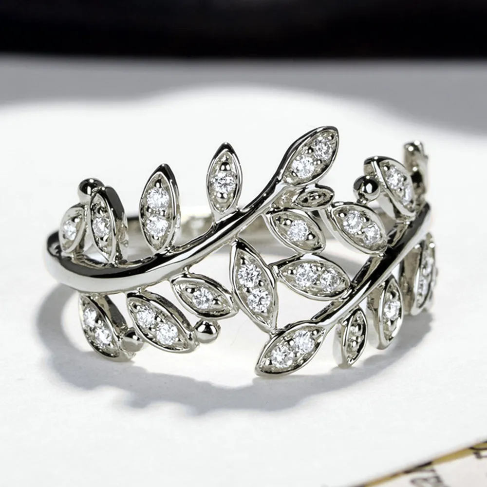 Diamond Laurel Leaf Wrap Ring