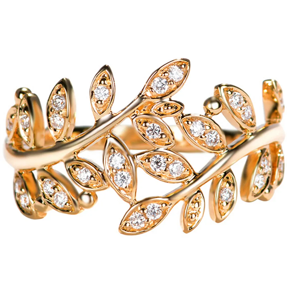 Diamond Laurel Leaf Wrap Ring