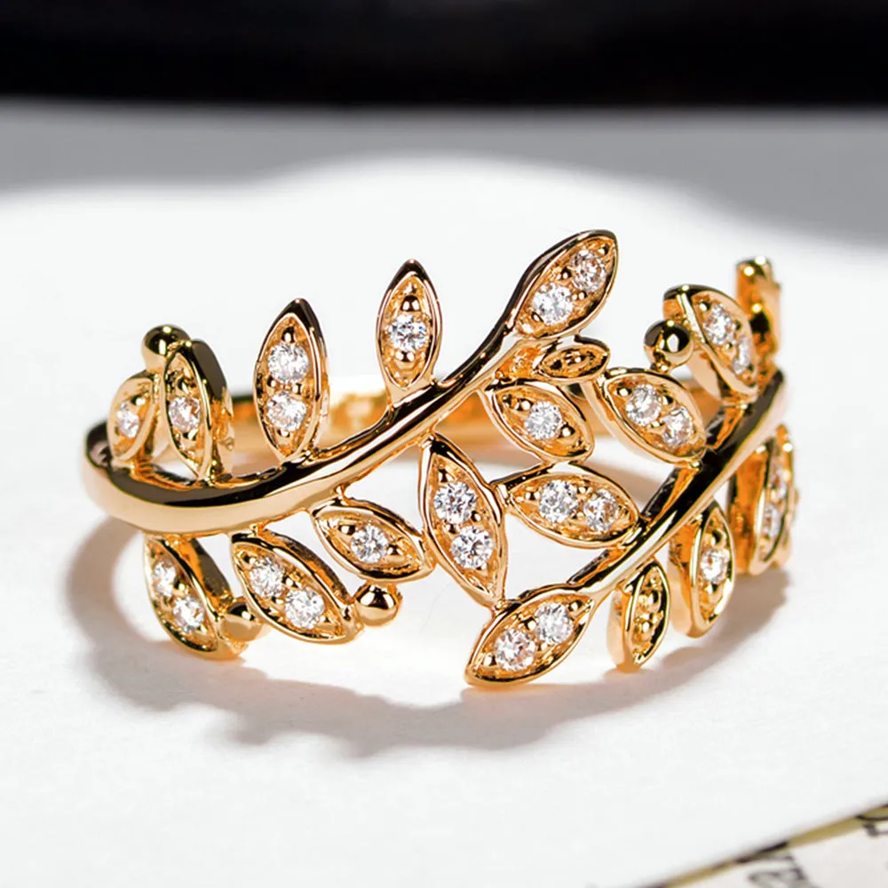 Diamond Laurel Leaf Wrap Ring