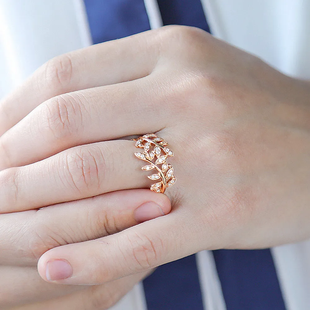 Diamond Laurel Leaf Wrap Ring