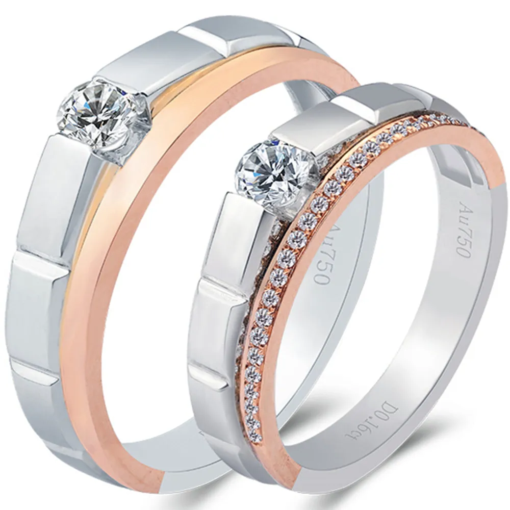 Diamond Wedding Matching Couple Rings
