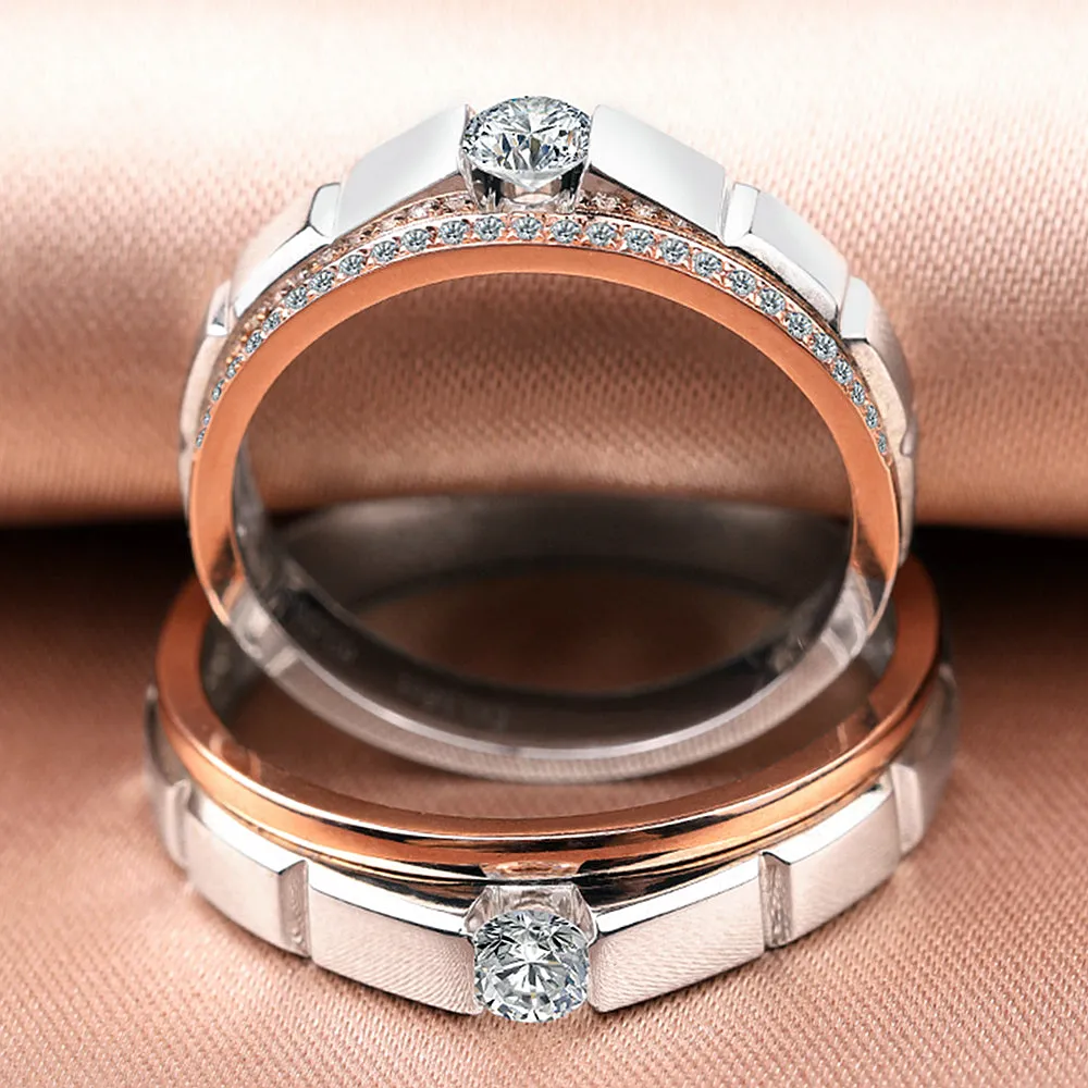 Diamond Wedding Matching Couple Rings