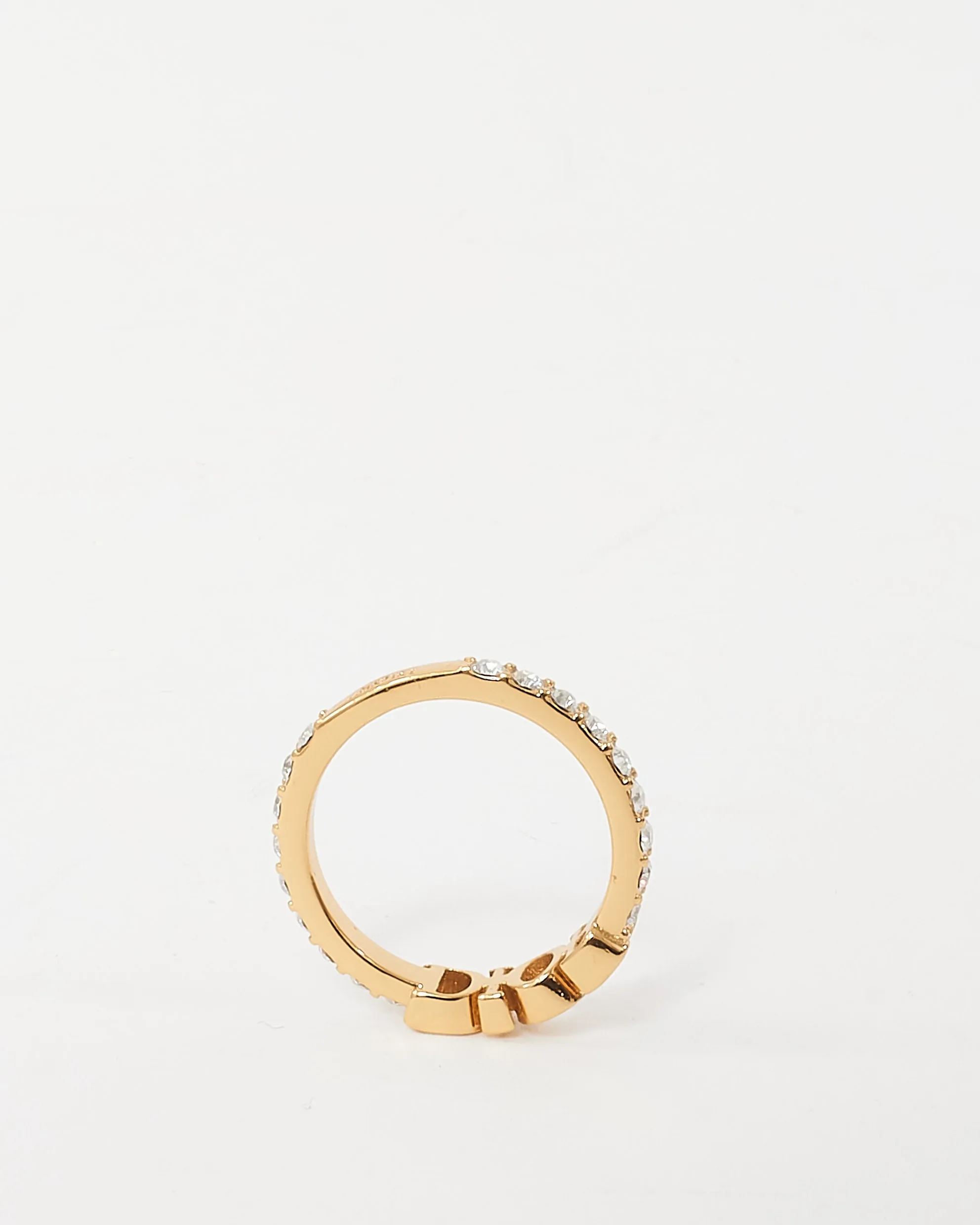 Dior Gold Metal and Crystal Dio(r)evolution Ring - L