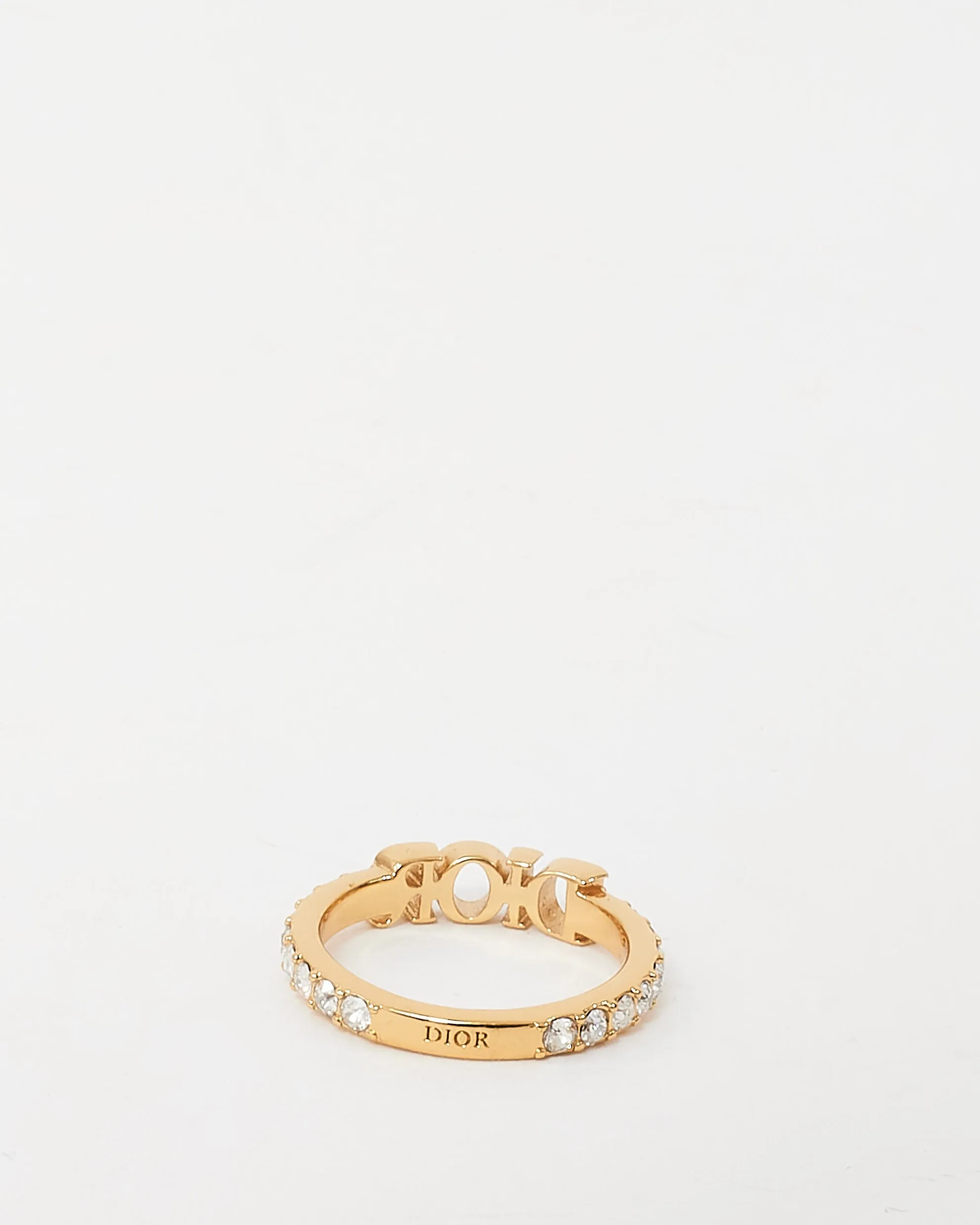 Dior Gold Metal and Crystal Dio(r)evolution Ring - L