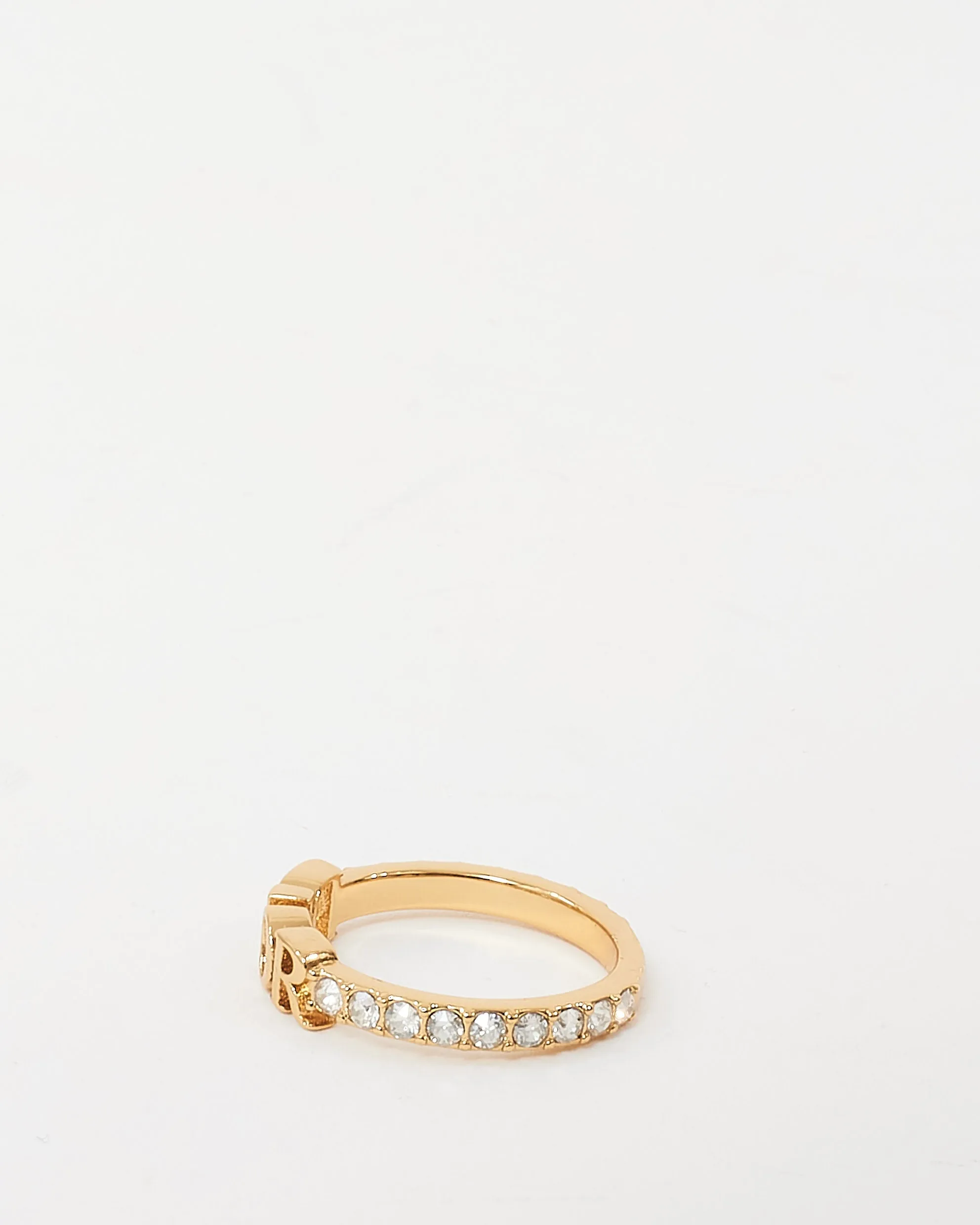 Dior Gold Metal and Crystal Dio(r)evolution Ring - L