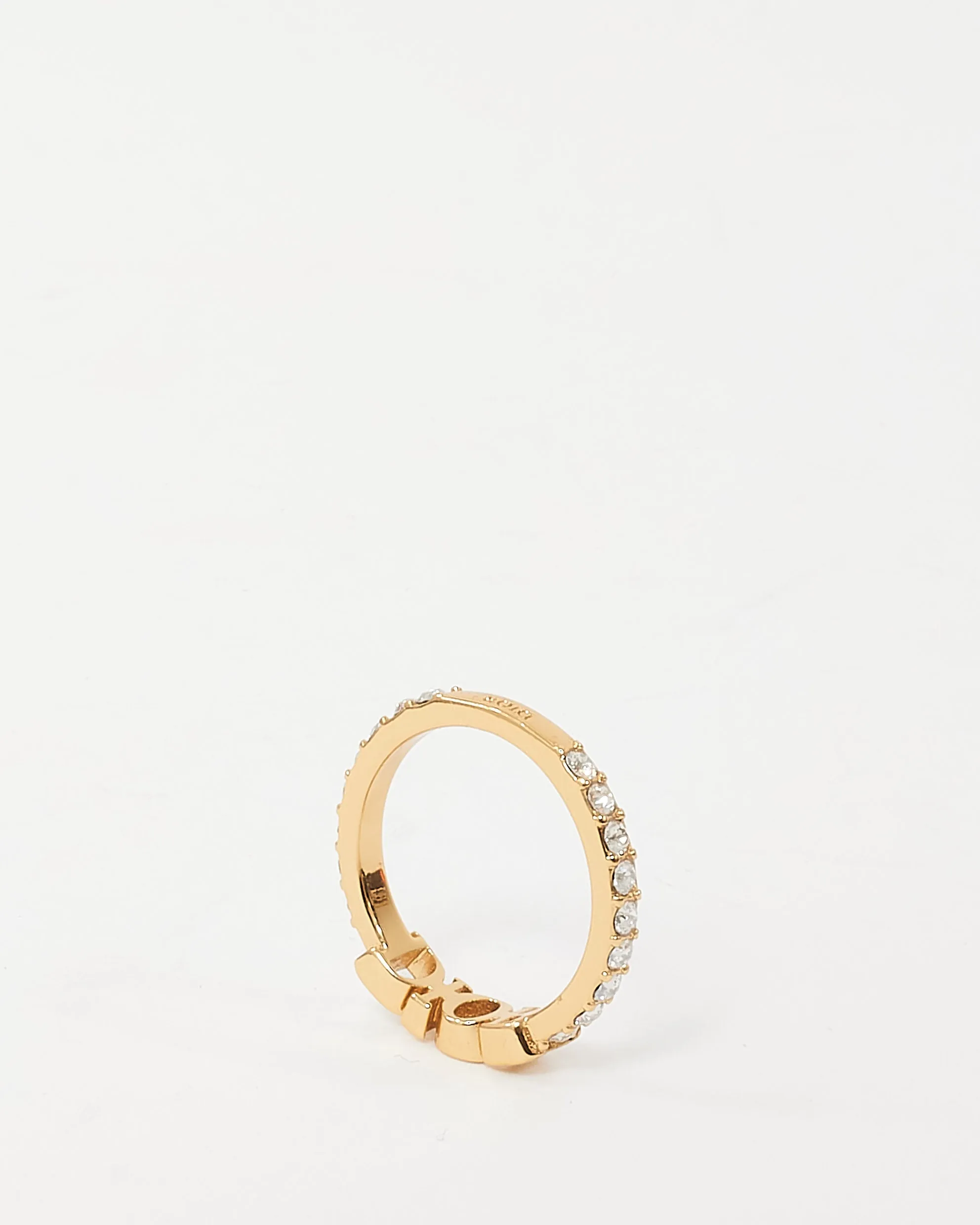 Dior Gold Metal and Crystal Dio(r)evolution Ring - L
