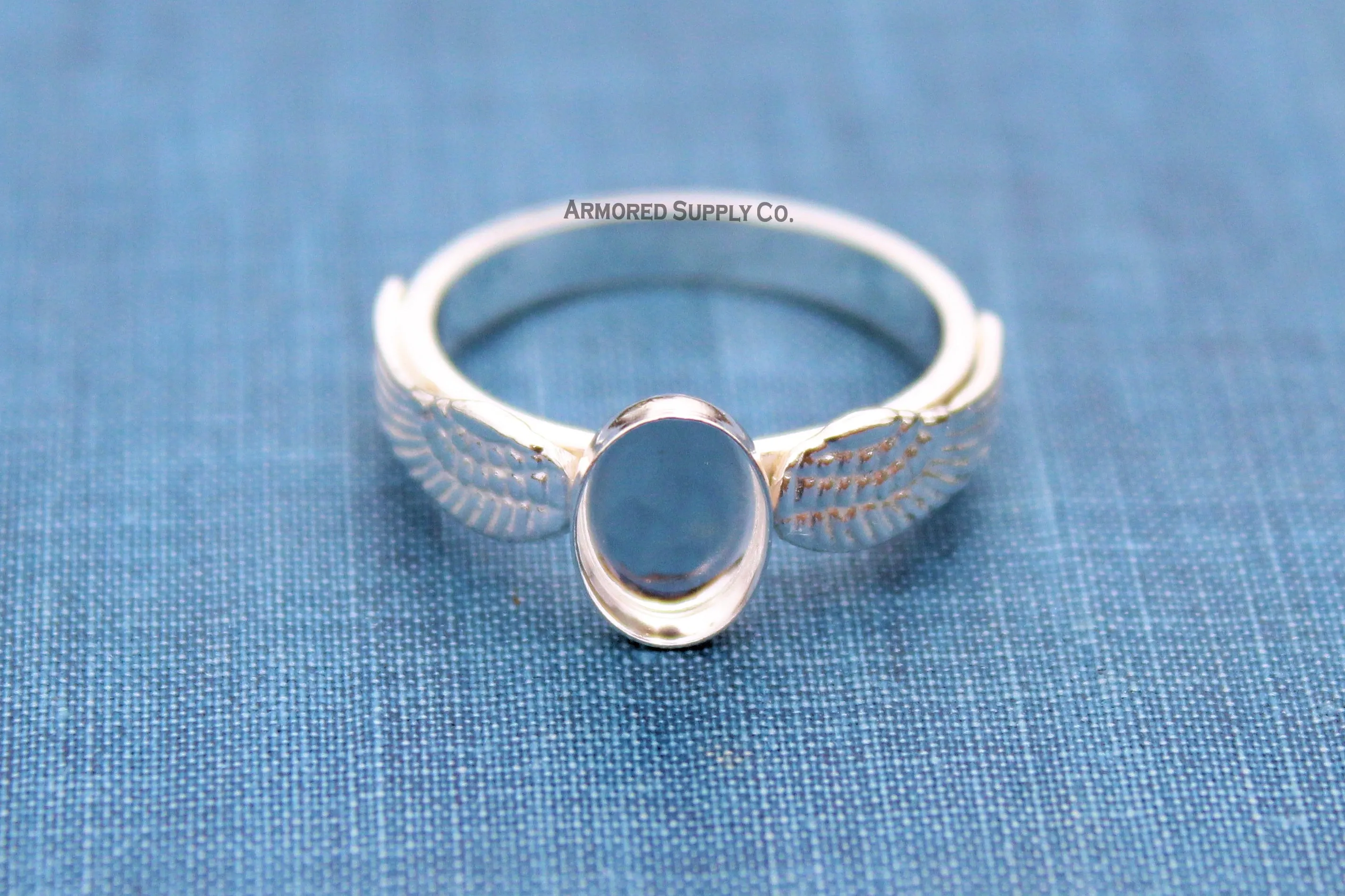 Double Angel Wing Plain Oval Bezel Ring blank