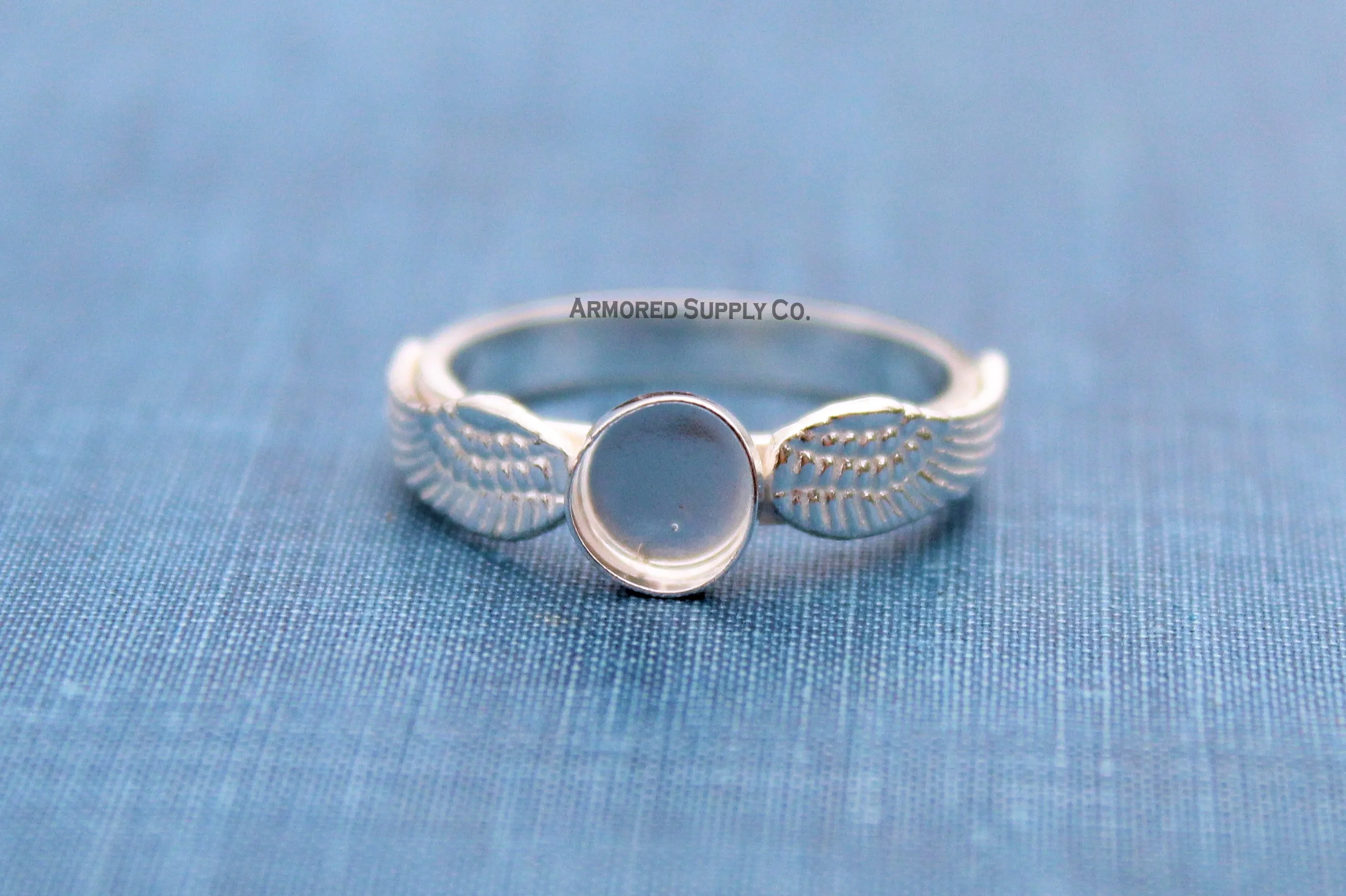 Double Angel Wing Plain Round Bezel Ring Blank