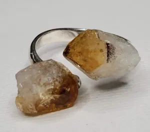 Double-Citrine Ring - Silver