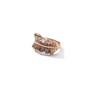 Double Ruched Ribbon Ring - Tanzanite
