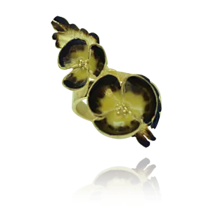 Ember Blossoms on Leaf Ring