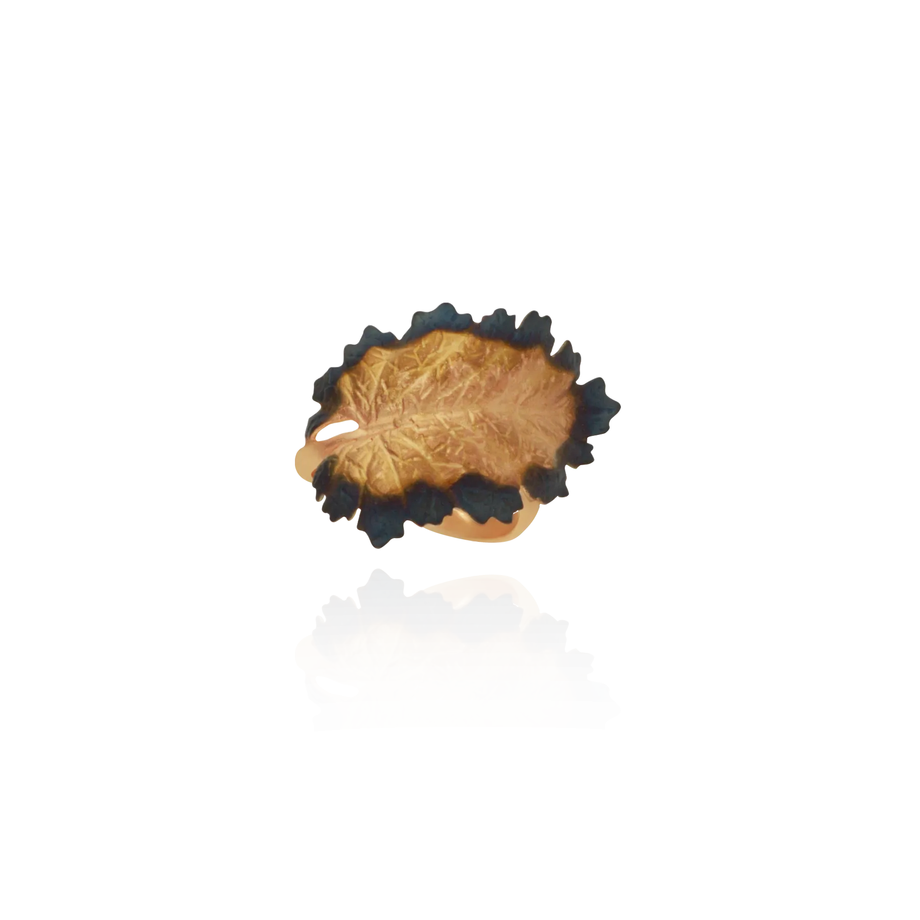 Ember Glowing Leaf Ring