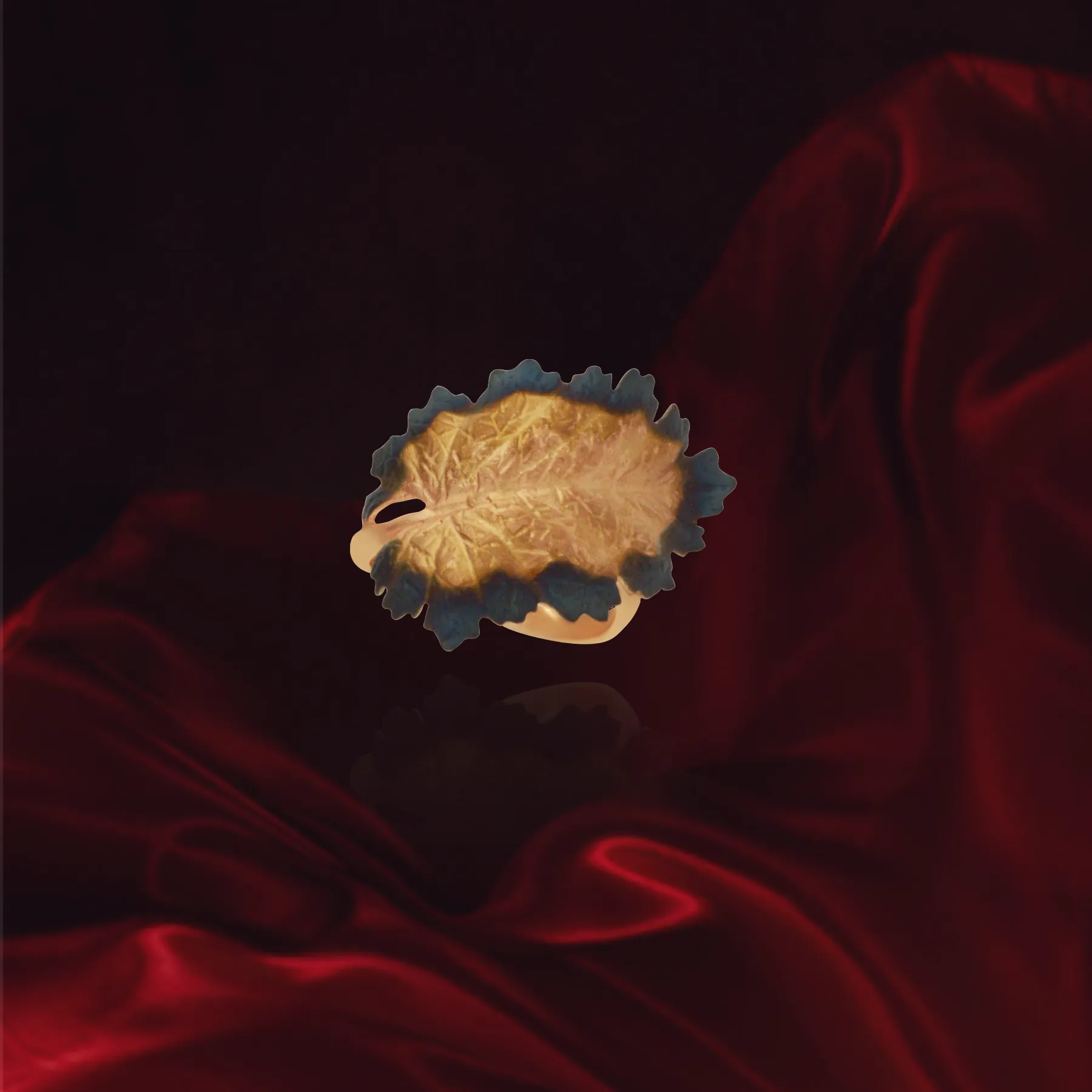 Ember Glowing Leaf Ring
