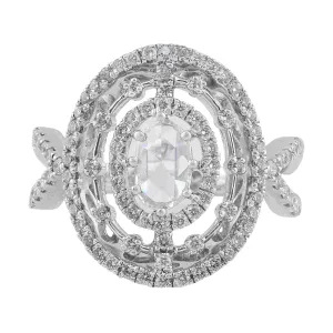 Estate 18k White Gold Split Shank Oval Diamond Ring