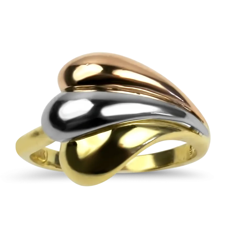 Estate 18k Yellow, White, & Rose Gold Tear-Drop Ring