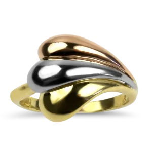 Estate 18k Yellow, White, & Rose Gold Tear-Drop Ring